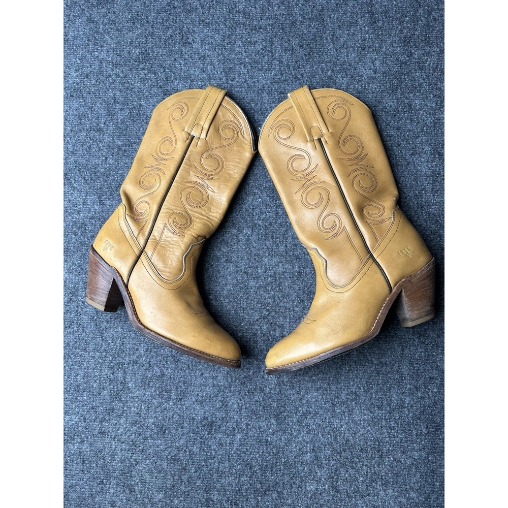 Womens Western Frye Cowboy Boots Brown Leather USA Made, Size US 7B
